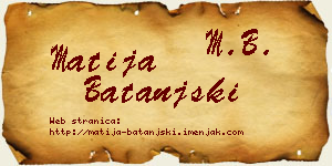 Matija Batanjski vizit kartica